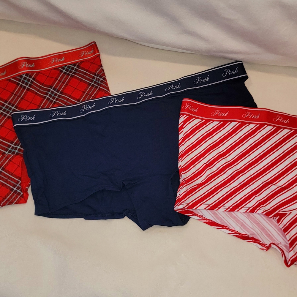 PINK Victoria's Secret Boxer Briefs Red and Blue Collection